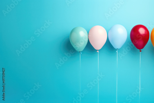 Balloon Spectrum, Colorful Array Floats on a Blue Canvas, Injecting Vibrancy into the Atmosphere