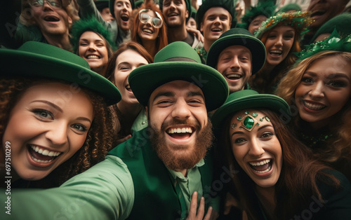 Young people group celebrating saint Patrick day