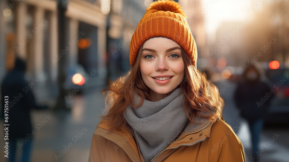 A young beautiful elegant woman looking at the camera outdoors. Soft focus A young beautiful elegant woman looking at the camera outdoors. Soft focus