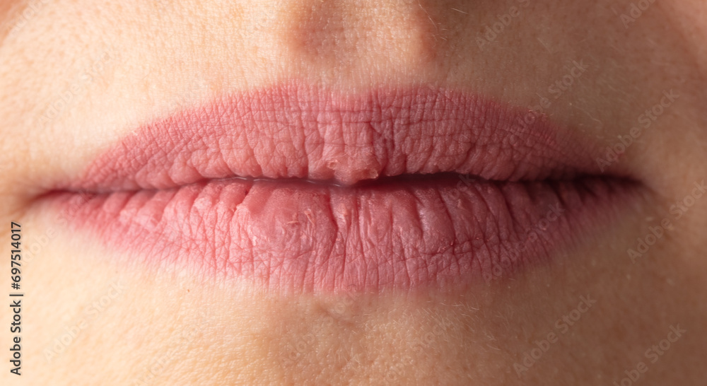 Lips on a girl's face. Macro Lips on a girl's face. Macro