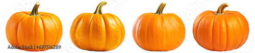 Set of pumpkins isolated on a transparent background. PNG 