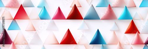 Geometric seamless pattern with multicolored triangle shapes on white background