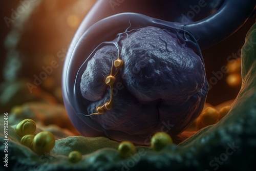 3d rendered, medically accurate illustration of gallbladder cancer. Generative AI photo