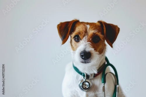 Cute dog wearing stethoscope 