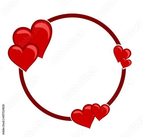 The round frame with red hearts.