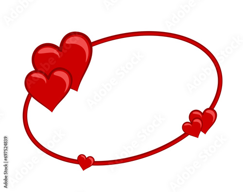 The round frame with red hearts.