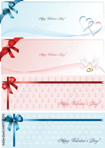 Set of foure Envelope with for Valentine`s Day. Vector. photo
