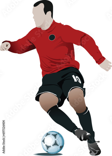 Fototapeta Naklejka Na Ścianę i Meble -  Soccer players. Colored Vector illustration for designers