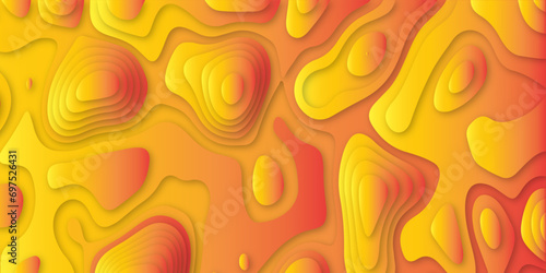 Abstract background yellow and orange color in water texture design in illustration. Geometric layered curve line grey, white vector, realistic papercut decoration textured with wavy layers.