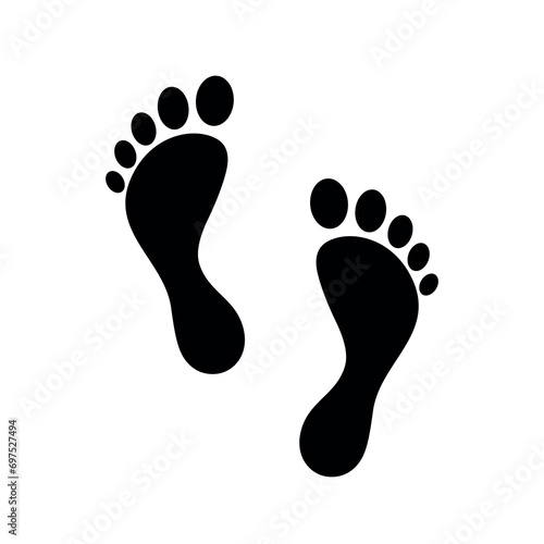 Human footprint icon. Traces of a barefoot man. The footprint of a person who has passed by. © Sergey