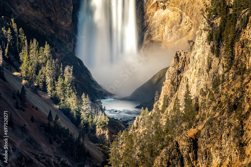 The Upper Falls seen from the Artist Point in the Yellowstone National Park