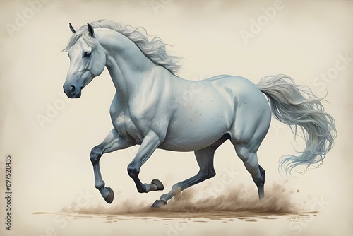Realistic illustration of a magnificent white horse 