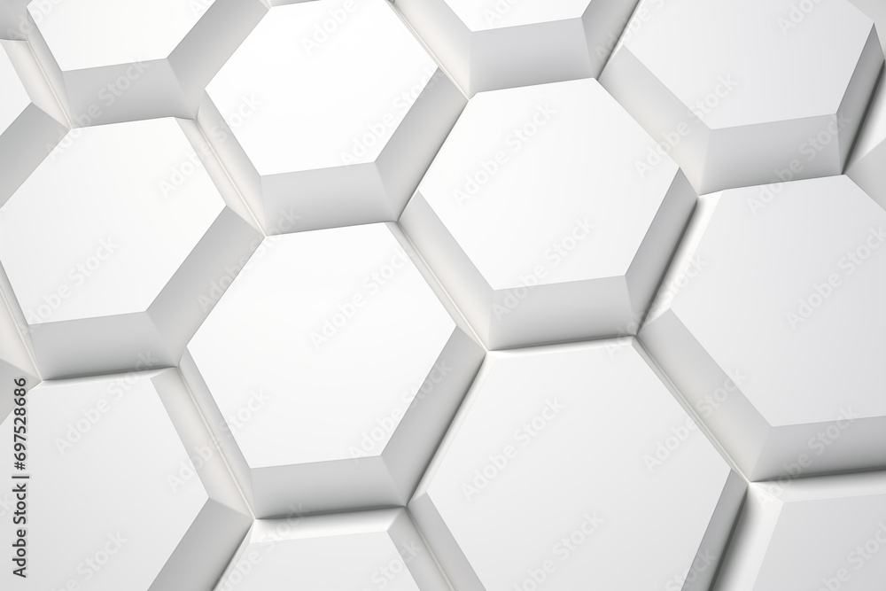 3D background of neatly arranged white hexagonal shapes. 3D background of neatly arranged white hexagonal shapes.