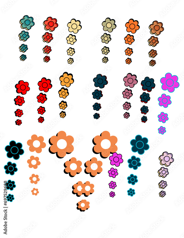 a vector design of unique spring flowers in different style, shape and colors a vector design of unique spring flowers in different style, shape and colors