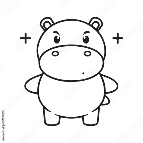 hippo silhouette illustration isolated on white background.