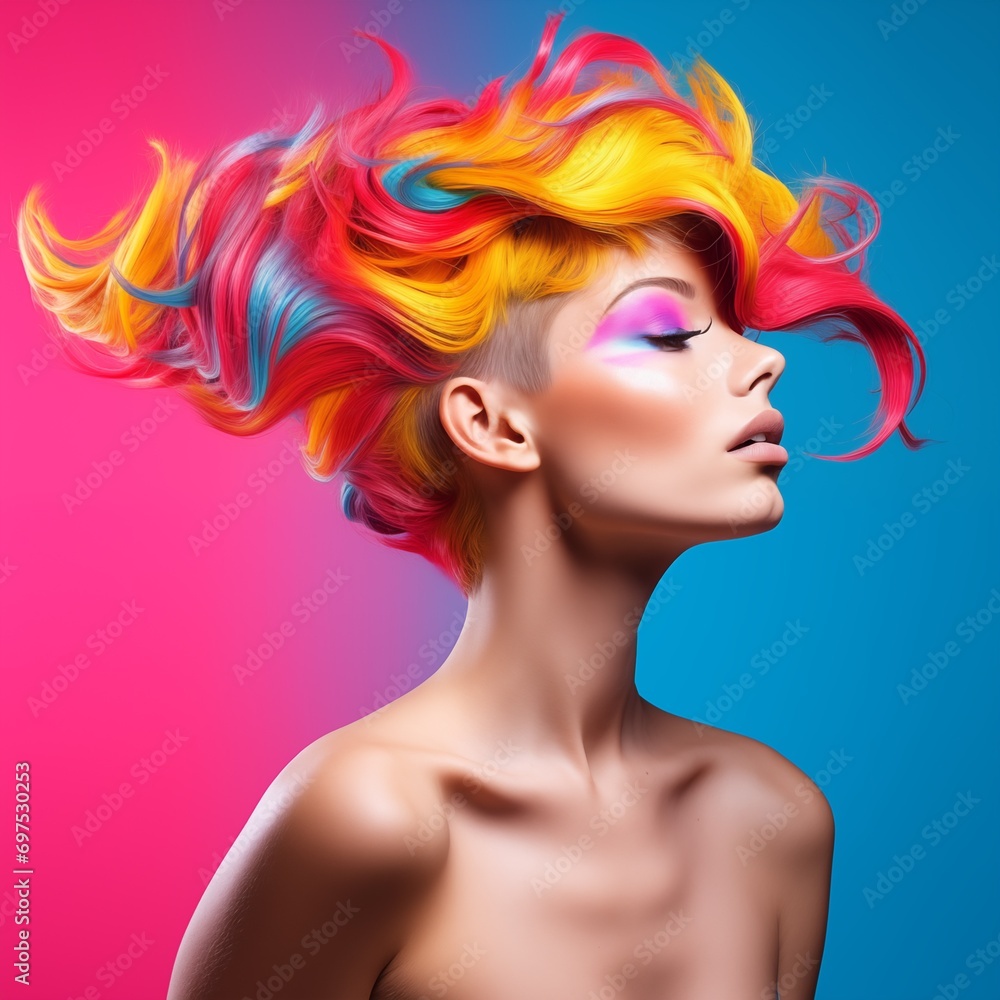 Naklejka premium Illustration of a fashion portrait, AI Generated