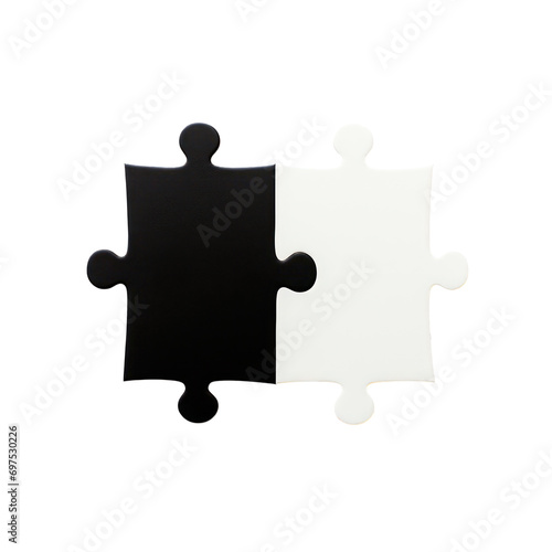 black and white jigsaw isolated on white or transparent background