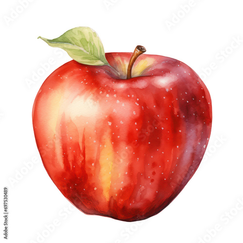 a red apple watercolor illustration isolated on white or transparent background