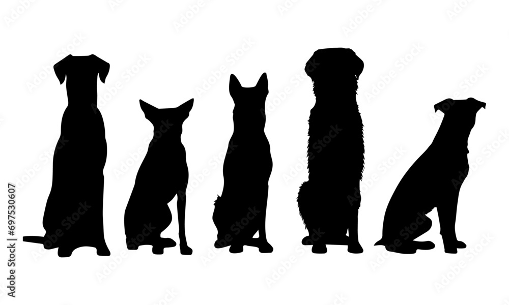 Silhouette of a sitting Dogs, Vector, Generative AI Silhouette of a sitting Dogs, Vector, Generative AI