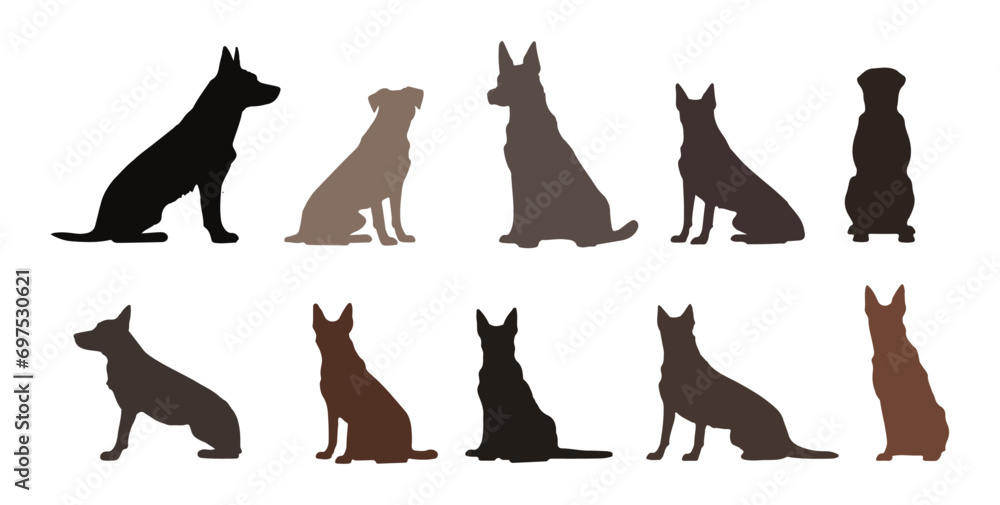 Ταπετσαρία Set of dogs silhouettes, vector
