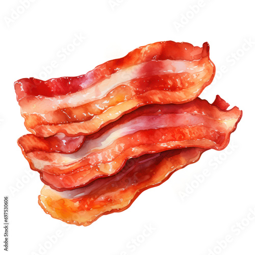 bacons watercolor illustration isolated on white or transparent background