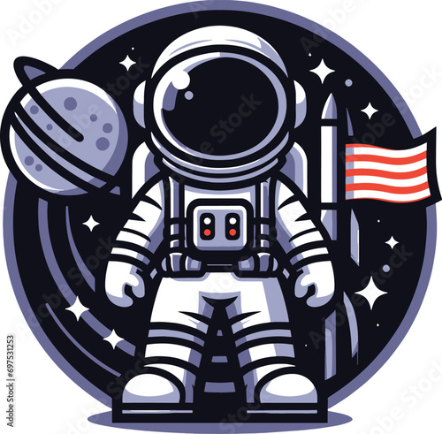 cute astronaut mascot, vector illustration