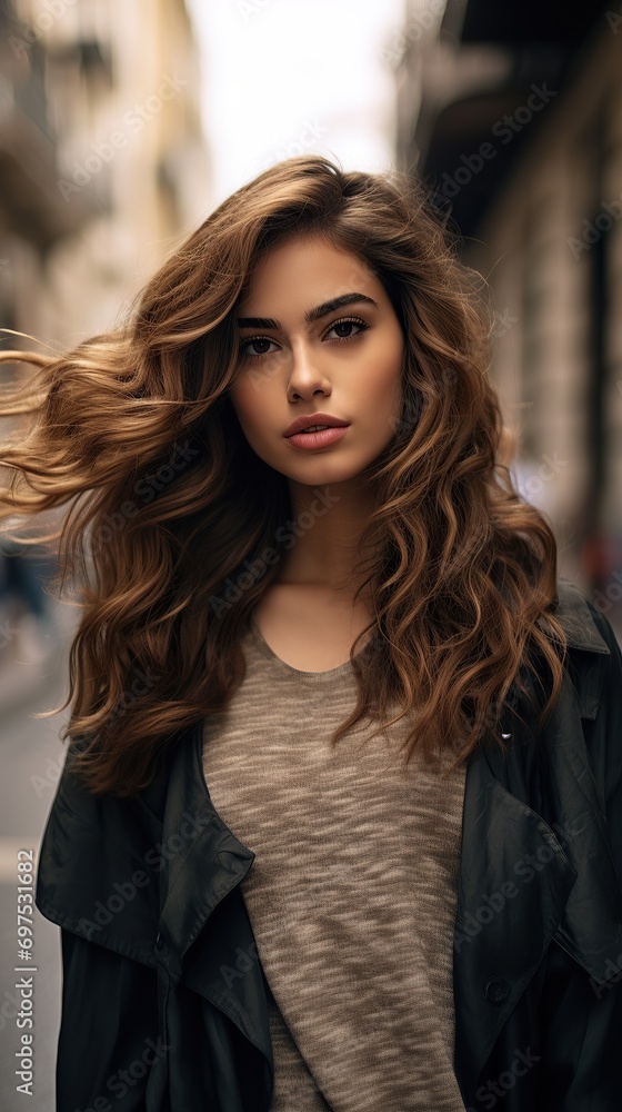 A young beautiful elegant woman looking at the camera outdoors. Soft focus A young beautiful elegant woman looking at the camera outdoors. Soft focus