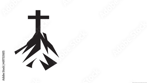 Mountains with cross icon symbol eps 10 