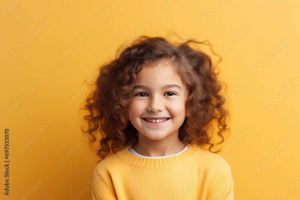 Caucasian smiling girl studio portrait, simple background. AI generative Caucasian smiling girl studio portrait, simple background. AI generative
