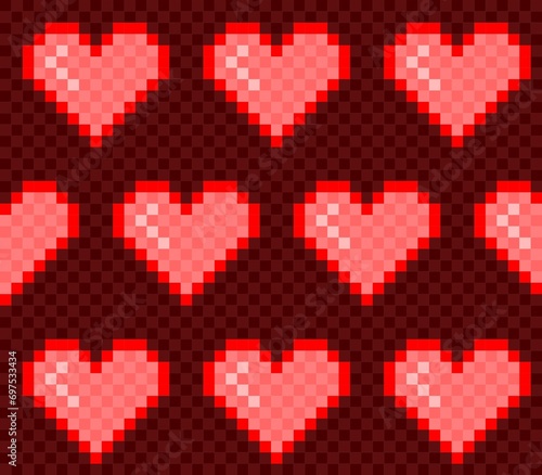 The seamless red background with hearts.