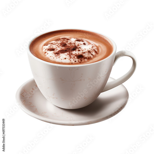 cup of hot cocoa isolated on white or transparent background