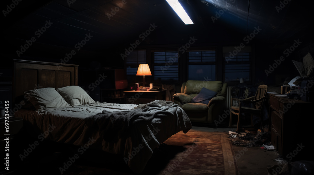 interior of a Dark bedroom interior of a Dark bedroom