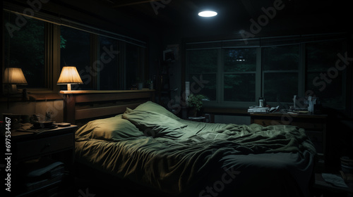 interior of a Dark bedroom