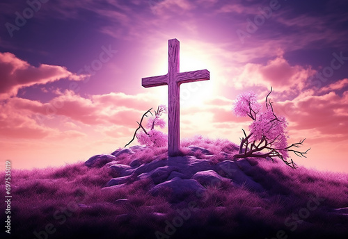 Lent season cross background