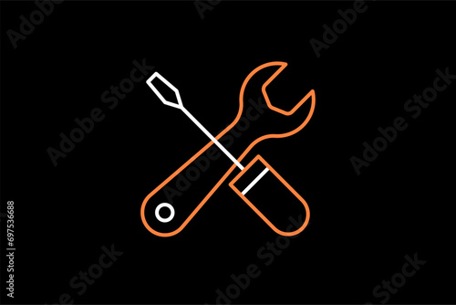 repair tools illustration in dark style. Flat vector illustration.