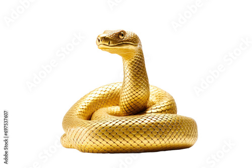 golden snake or snake made of gold as an animal of lucky sign isolated on white or transparent background © SaraY Studio 