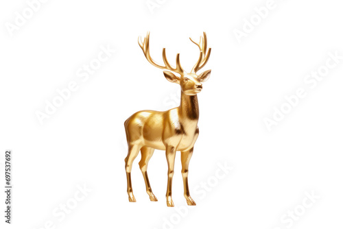 golden deer or deer made of gold as an animal of lucky sign isolated on white or transparent background