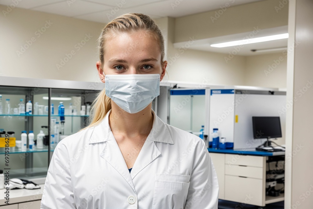 doctor biologist scientist in a hi-tech medical facility room with manufacturing equipments with clinical gears and research materials doctor biologist scientist in a hi-tech medical facility room with manufacturing equipments with clinical gears and research materials