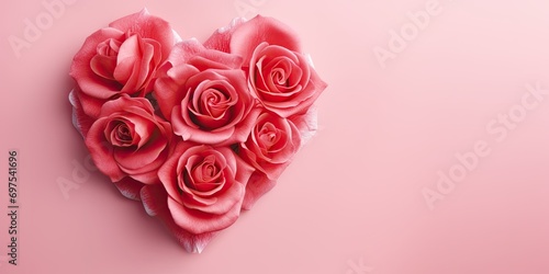 pink roses in the shape of a heart on a pink background