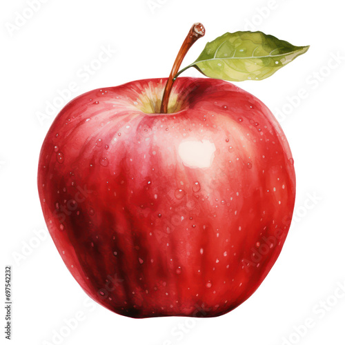an apple watercolor illustration isolated on transparent or white background 