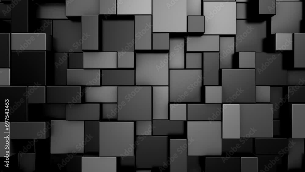 Background of Boxes. Abstract motion, loop, two color, 3d rendering, 4k resolution
Background of Boxes. Abstract motion, loop, two color, 3d rendering, 4k resolution