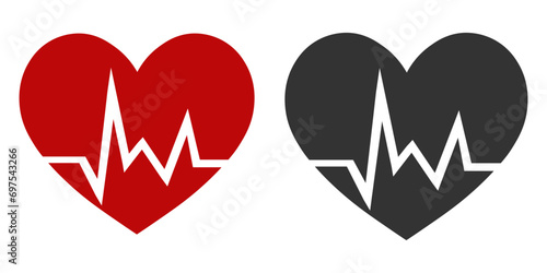 Heart Medical Icon. Cardiogram symbol heart red and black design vector ilustration. photo