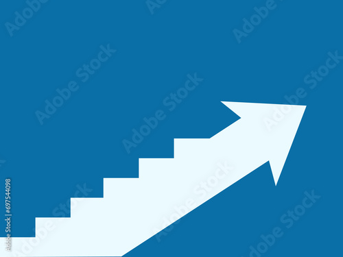 White arrow steps rising up. growth concept