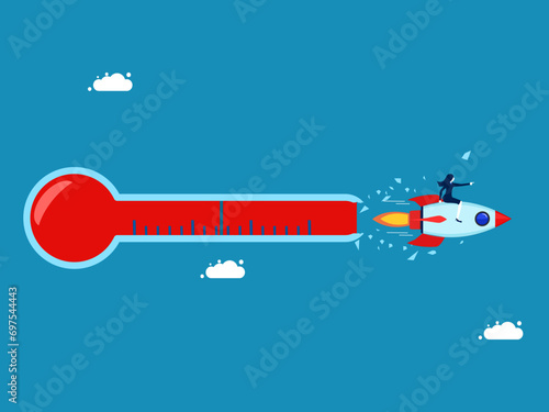 riding rocket flies through broken mercury thermometer