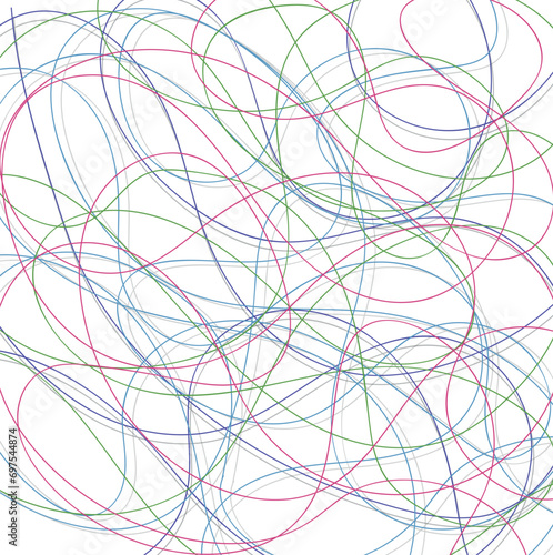 Tangled colored threads for a positive and festive design.