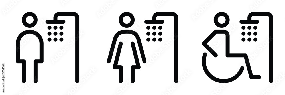 Set of shower room line icons. Editable stroke. Vector graphics Set of shower room line icons. Editable stroke. Vector graphics