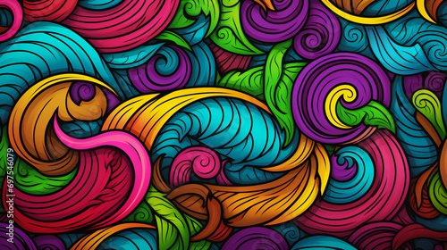 Abstract Wave Design: A Creative Graphic Pattern Inspired by Nature's Curly and Colorful Elements