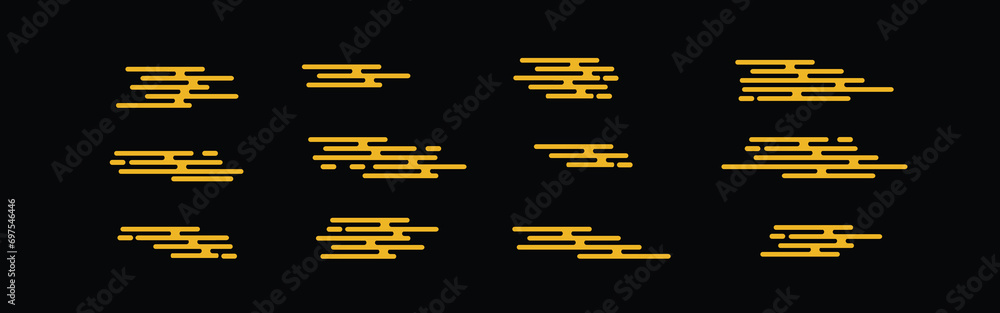 Chinese japanese cloud, asian japan clouds. Motif oriental style decoration, abstract simple black geometric graphic elements Chinese japanese cloud, asian japan clouds. Motif oriental style decoration, abstract simple black geometric graphic elements