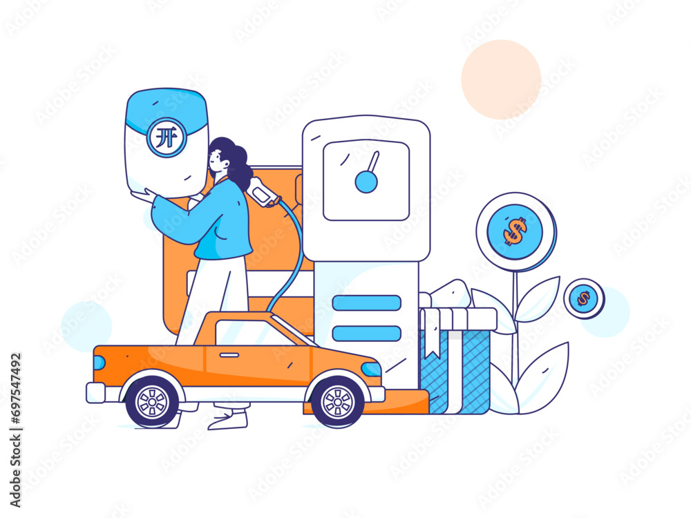 Vector Internet operation hand-drawn illustration of people getting discounts for refueling their cars
Vector Internet operation hand-drawn illustration of people getting discounts for refueling their cars