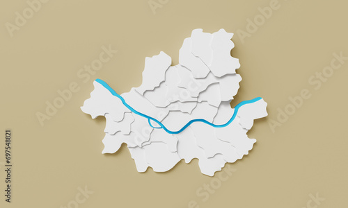 Photography 대한민국 서울 3D 지도 목업 Seoul,Republic of Korea 3D Map Mock up